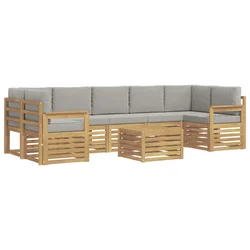 Set vanjskih sofa 8 pcs Bijela i svjetlosiva Poliester