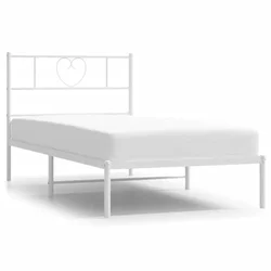 Vidaxl Kovinski posteljni okvir z vzglavjem bel 100x190 cm