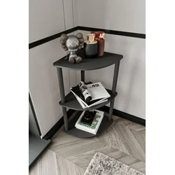 HANAH HOME Polica za knjige Bookcase 3 Tiers Corner Black