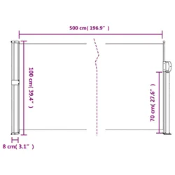 Bočna tenda na uvlačenje bijela 100x500 cm