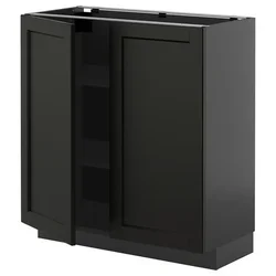 METOD Podni element s policama/2 vrata, Crnosiva/Lerhyttan crno bajcovano, 80x37 cm