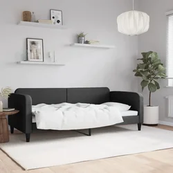 Vidaxl Raztegljiva postelja črna 90x200 cm blago
