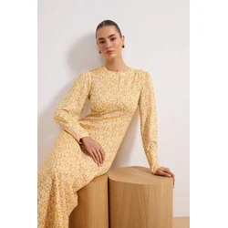 Trendyol Modest Ženska haljina Tctss26Eb00086, Žuta