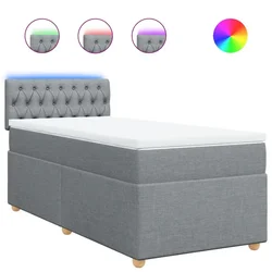 Vidaxl Box spring postelja z vzmetnico svetlo siv 100x200 cm blago