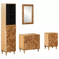 Set ormarića za kupaonicu s ladicama 4 pcs Čvrsto drvo manga