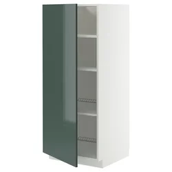 METOD Visoki element s policama, bela/Kallarp tamna sivozelena visokog sjaja, 60x60x140 cm