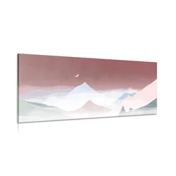 Slika luna nad pastelnimi gorami - 80x40