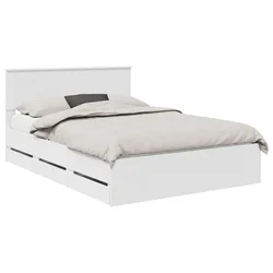 Vidaxl Konstrukcija postelje Bela 140 x 190 cm Inženirsko leseno