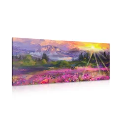Slika pestra krajinska oljna slika - 120x60