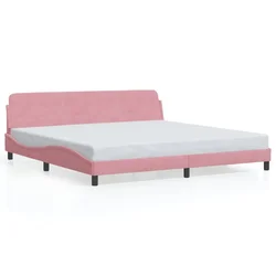 Vidaxl Posteljni okvir Dover roza 200x200 cm žamet