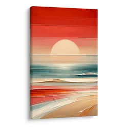 Slika peščene plaže s toplo svetlobo - 100x150