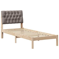 Vidaxl Posteljni okvir z oblazinjenim vzglavjem Rjava 75 x 190 cm
