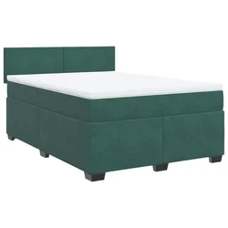 Vidaxl Box spring postelja z vzmetnico temno zelena 160x200 cm žamet