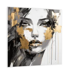 Canvas Slika na platnu Sanjivi pogled, Sa ramom, 140 x 140 cm, Beli