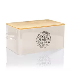 Klarstein Gistad, škatla za kruh, pločevina, bambusov pokrov, 44 × 16 × 21 cm (Š × V × G), pravokoten (BW-10149-003)