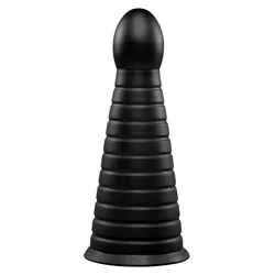 b-Vibe Cone Tapered & Ribbed Dildo with Suction Cup 10 Black