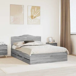 vidaXL Konstrukcija postelje s predalom Siva Sonoma 160 x 200 cm