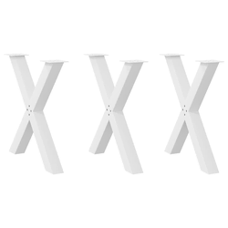 Noge za blagovaonski stol X-oblikovane 3 kom Bijele 80 x (72-73) cm Čelične