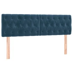 Vidaxl Posteljno vzglavje temno modra 160x7x78/88 cm žametna