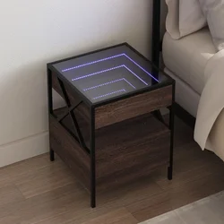 Noćni ormarić s beskonačnim LED boja smeđeg hrasta 40x40x51 cm