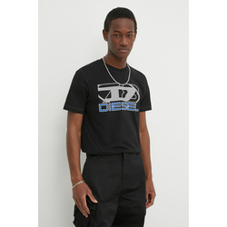 Pamučna majica Diesel T-DIEGOR-K74 za muškarce, boja: crna, s tiskom, A12502.0GRAI
