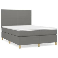Vidaxl Box spring posteljni z vzmetnico temno siv 140x190 cm blago