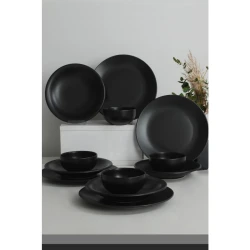 Jedilni set 12 kosov črn/kamenina