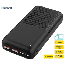 Power Bank PL PMPB20OP18B 20000 mAh 20W crni