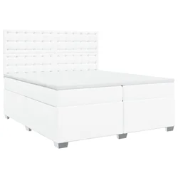 Vidaxl Box spring postelja z vzmetnico bela 200x200 cm umetno usnje