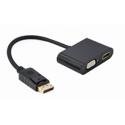GEMBIRD (A-DPM-HDMIFVGAF-01) adapter DisplayPort (muški) na HDMI (ženski) + VGA (ženski) crni