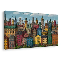 Slika barvita mestna panorama - 90x60