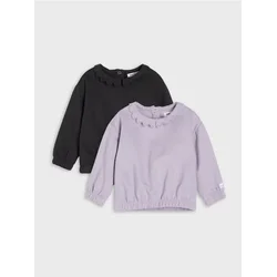 Sinsay - Pamučni crewneck duksevi sa ukrasnom kragnom 2 pack - zumbul plava
