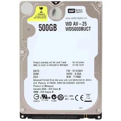 HDD 2.5 * 500GB WD5000BUCT WD AV-25 24/7 5400rpm 16mb SATA 9.5mm