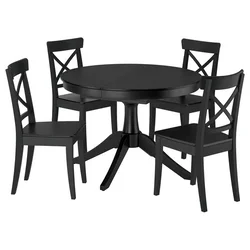 ROSENTORP / ROSENTORP Sto i 4 stolice, crna/crna, 110/155 cm