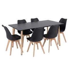Silla 150 6+1 jedilni komplet črno-črno