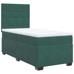 Vidaxl Box spring postelja z vzmetnico temno zelena 90x200 cm žamet