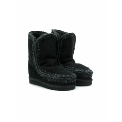 Mou Kids - knitted trim eskimo boots - kids - Black