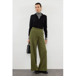 Trendyol Khaki Wide Leg Pleated Trousers