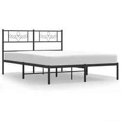 Vidaxl Kovinski posteljni okvir z vzglavjem črn 135x190 cm