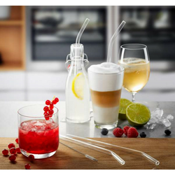 Set 4 ukrivljenih steklenih slamic (dolžina 23 cm)