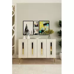 HANAH HOME Komoda Rany 120 White Travertine Gold
