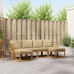 Set vanjskih sofa 6 pcs Prirodna i bež Konstruirano drvo