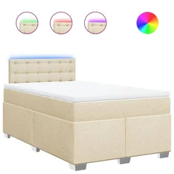 Vidaxl Box spring postelja z vzmetnico krem 120x200 cm blago