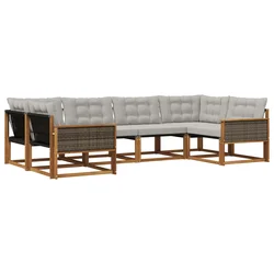 Set vanjskih sofa s jastukom 6 pcs Prirodna i svjetlosiva
