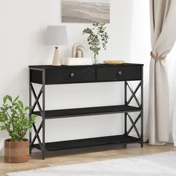 Konzolna stolica s ladicama Crni hrast 100 x 28 x 75 cm