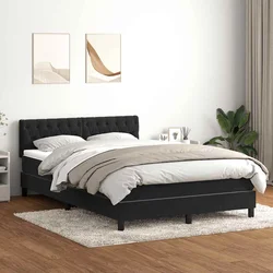 Box spring postelja z vzmetnico LED črna 160x210 cm žamet