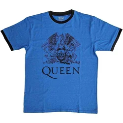 Queen Crest Logo Ringer Blue XL Majica