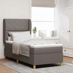 vidaXL vidaXL Box Spring postelja s prejemo Taupe 90x200 cm Tkanina, (22051188)