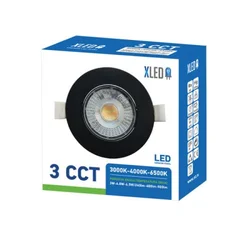 Xled 208493 3w-6.5w 3cct 3w-4.8w-6.5w/240lm-400lm-500lm,220-240v crni ugradni okrugli led panel cct 3 nivoa