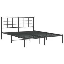Vidaxl Kovinski posteljni okvir z vzglavjem črn 150x200 cm